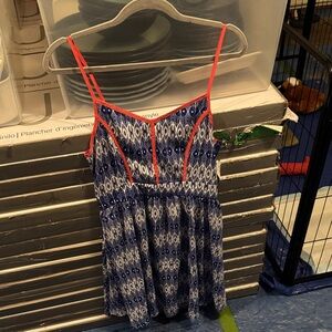 Blue and Red Patterned Women's Top